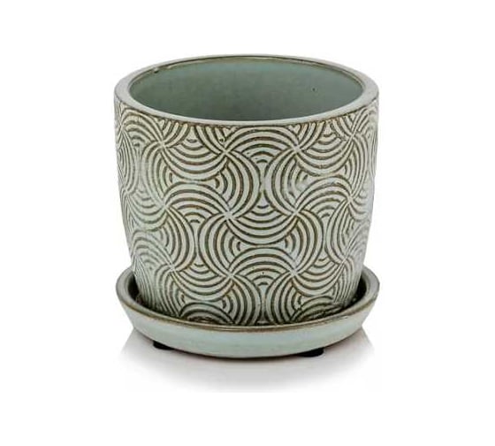 Кашпо Scheurich с поддоном ВИНТАЖ Ø14, выс.13 см голубой 075229