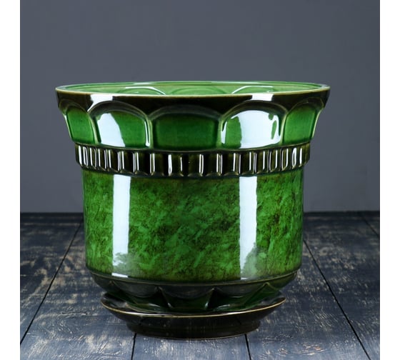 Цветочный горшок СИМАЛЕНД Фиеста №2 10 л, 26х29 см, зеленый 840523 1