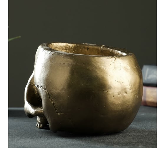 Кашпо-органайзер СИМАЛЕНД Череп бронза, 0.2 л, 19x14x13 см 6946133