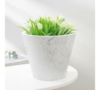 Кашпо СИМАЛЕНД Декор 3 л, белый мрамор 6932179