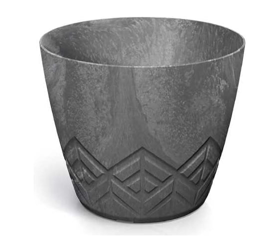 Кашпо ФлораПласт Areco Beton Effect пластик, d16cm, h13см, 1.9л, темно-серый 072382