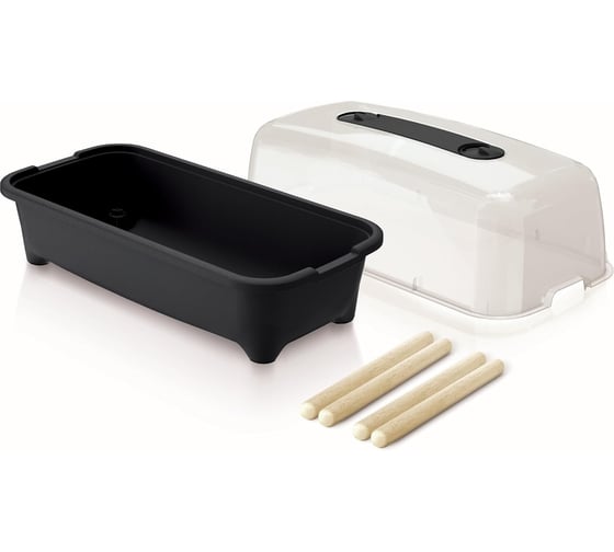 Горшок цветочный Prosperplast Respana Wood 780 High (55л) на ножках, антрацит ISEW780H-S433