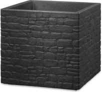 Пластиковый горшок SCHEURICH Muretto, Stony Black, форма 246, D40 H33, черный камень 64457