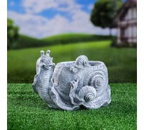 Фигурное кашпо СИМАЛЕНД Семья улиток серое, 18 см 7769075