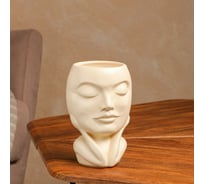 Горшок для цветов СИМАЛЕНД Лицо белый, 17 см, 1 л 7668317