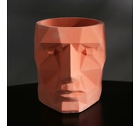 Полигональное кашпо из гипса СИМАЛЕНД Голова розовое, 7.5x9 см 5270821