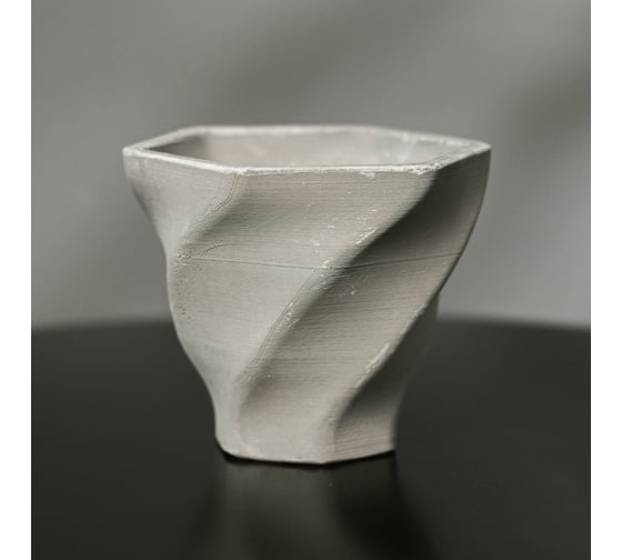 Винтовое кашпо из гипса СИМАЛЕНД Феерия серое, 10.5x9 см 5161879 1