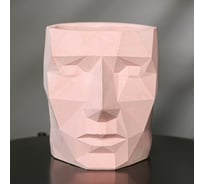 Полигональное кашпо из гипса СИМАЛЕНД Голова розовое, 16x20 см 5161881