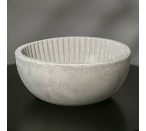 Круглое кашпо из гипса СИМАЛЕНД Эстетика серое, 20x8.5 см 5161864