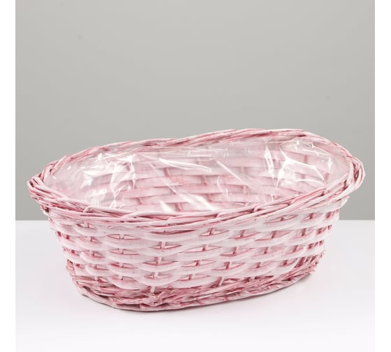 Плетёное кашпо СИМАЛЕНД 30x20x9.5 см, розовое 7530574