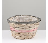Плетёное кашпо СИМАЛЕНД 21x21x12 см, светло-розовое 7530528