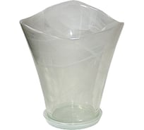 Горшок с поддоном Никольский завод светотехнического стекла Кристина Шифон белый, 19х16 см 028573