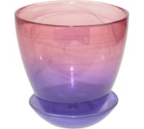 Горшок с поддоном Никольский завод светотехнического стекла Органза №3 розово-фиолетовый, 145х155 мм 018883