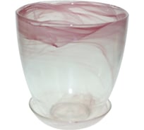 Горшок с поддоном Никольский завод светотехнического стекла Шифон №5 розовый, 195х190 мм 013672