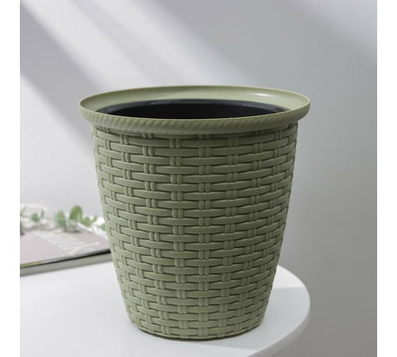 Кашпо со вставкой СИМАЛЕНД InGreen for Green Republic 4.5 л, 21х21.2 см, полынь 7689487 1