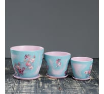 Набор цветочных горшков СИМАЛЕНД Венеция Декупаж розовый, 1 л, 2 л, 3.8 л 4497567