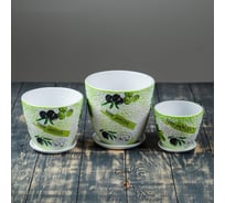 Набор цветочных горшков СИМАЛЕНД Бутон Декупаж оливки, 1 л, 2 л, 3.8 л 4093048