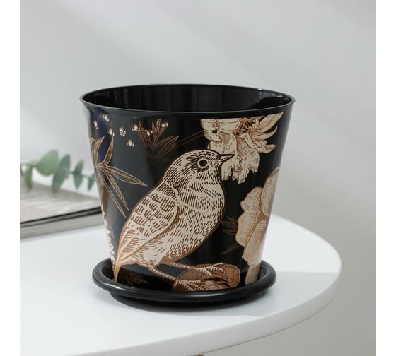 Горшок для цветов Доляна Голди 0.8 л, чёрный 7306171 1