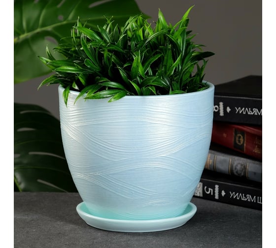 Горшок цветочный СИМАЛЕНД Волна бюрюзовый, 2.9 л 7723871 1