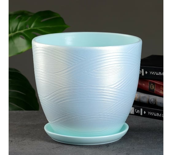 Горшок цветочный СИМАЛЕНД Волна бюрюзовый, 8.9 л 7723873 1