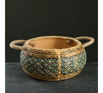 Кашпо СИМАЛЕНД Корзина широкая, бирюзовое, 5.6 л 7486985