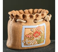 Кашпо СИМАЛЕНД Ромашки голубое, 3.5 л 7487005