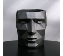 Полигональное кашпо из гипса СИМАЛЕНД Голова чёрное, 11x13 см 5270827