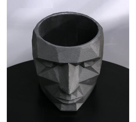 Полигональное кашпо из гипса СИМАЛЕНД Голова чёрное, 11x13 см 5270827