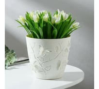 Круглое кашпо со вставкой СИМАЛЕНД Lucky Friday Butterflies 1.4 л, 145 мм, песочно-белый 7336891