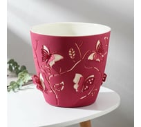 Круглое кашпо со вставкой СИМАЛЕНД Lucky Friday Butterflies 5.3 л, 225 мм, ягодно-розовое 7336897