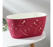 Овальное кашпо со вставкой СИМАЛЕНД Lucky Friday Butterflies 4 л, 300x150 мм, ягодно-розовое 7336894