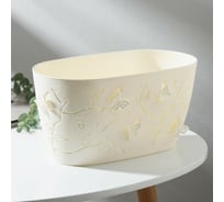 Овальное кашпо со вставкой СИМАЛЕНД Lucky Friday Butterflies 4 л, 300x150 мм, песочно-белый 7336895