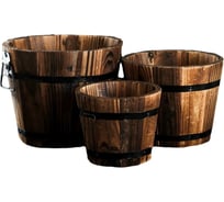 Набор круглых, деревянных кашпо СИМАЛЕНД 7072670
