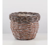 Кашпо СИМАЛЕНД Горшочек серебристо-бежевое, 23х23х16 см 3332172