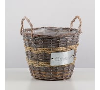 Кашпо корзинка с ручками СИМАЛЕНД Цветы 21x17/24 см 3332186