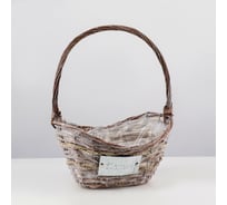 Кашпо СИМАЛЕНД Цветы овальное, серебристо-бежевое, 27x19x13/34 см 3332162