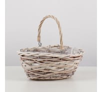 Кашпо с ручкой СИМАЛЕНД Цветы бежевое, 24x15x9/15 см 3332202