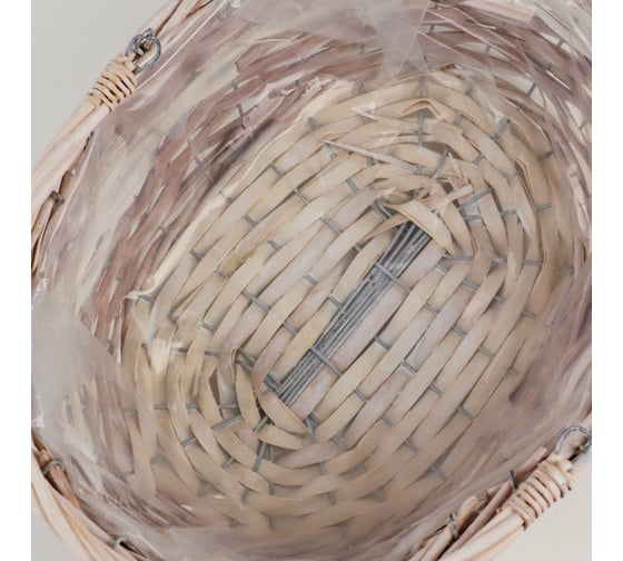 Кашпо с ручкой СИМАЛЕНД Цветы бежевое, 24x15x9/15 см 3332202