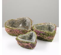 Набор плетёных кашпо СИМАЛЕНД Сердце розовый/зелёный 7530524