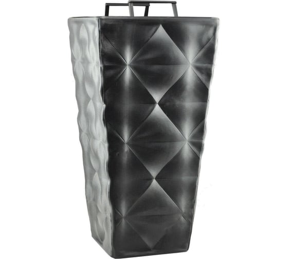 Кашпо FormPlastic 4680 084 Diva SLIM квадратное, 39х75 см, 16 л, черный, с вкладышем 065226