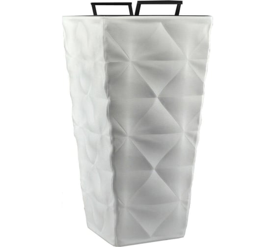 Кашпо FormPlastic 4680 011 Diva SLIM квадратное, 39х75 см, 16 л, белое, с вкладышем 065223