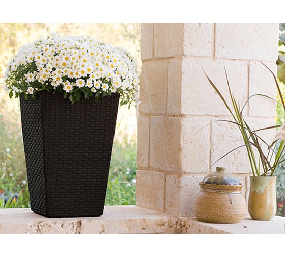 Кашпо Keter Rattan Planter M коричневый 228975