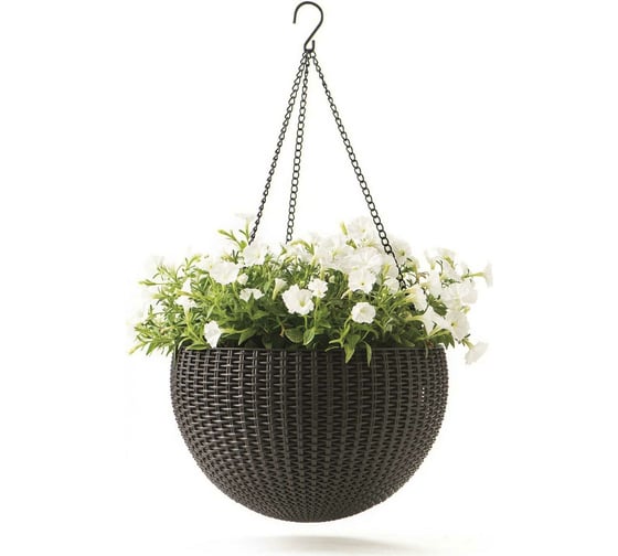 Подвесное кашпо Keter Rattan Style Hanging коричневый 229544