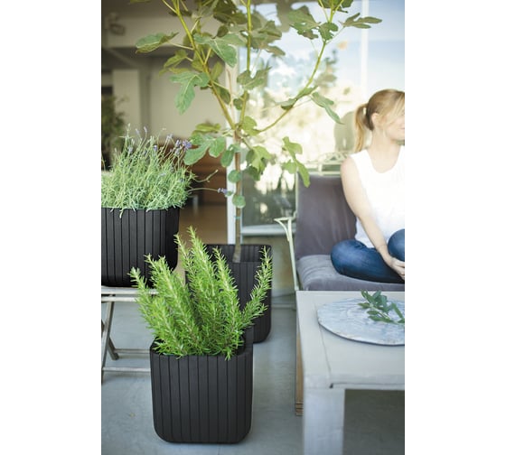 Кашпо Keter CUBE PLANTER L, 50.5 л, коричневый 229533