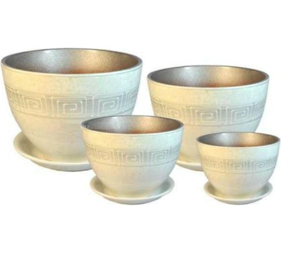 Комплект горшков для цветов Сады Аурики РС312 Роспись Венеция, керамика, 12 см, 15 см, 18 см, 21 см 047986 1