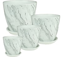 Комплект горшков для цветов Сады Аурики РС158 Роспись бутон, керамика, 12 см, 15 см, 18 см, 21 см 064304