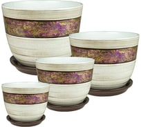 Комплект горшков для цветов Сады Аурики РС580 Роспись милан, керамика, 12 см, 15 см, 18 см, 21 см 064314