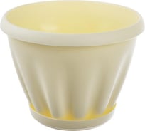Горшок с поддоном Материя Пластика Знатный желтый, диам. 140 мм, 1 л 042746