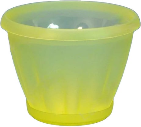 Горшок с поддоном Материя Пластика Знатный полупрозрачный желтый, диам. 140 мм, 1 л 042753