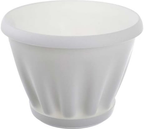 Горшок с поддоном Материя Пластика Знатный белый, диам. 140 мм, 1 л 042751